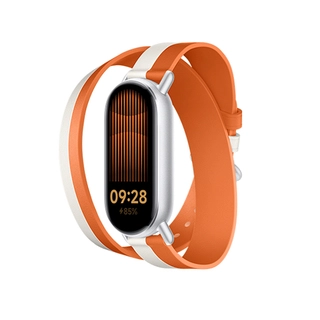 Сменный кожаный браслет Xiaomi Dual-tone Leather Strap White and Orange 
