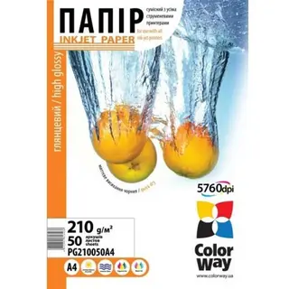 Фотобумага ColorWay PG210050A4 (HIGH GLOSSY PHOTO PAPER A4*50)