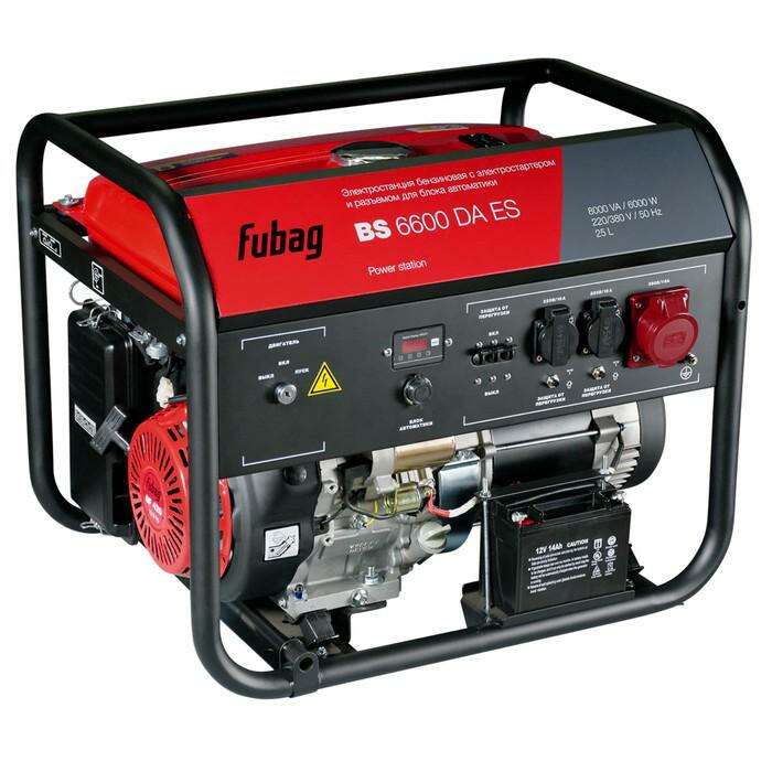 Генератор Fubag BS 6600 DA ES, бенз., 6 кВт, бак 25 л, 1х380В, 2х220В, электростарт 