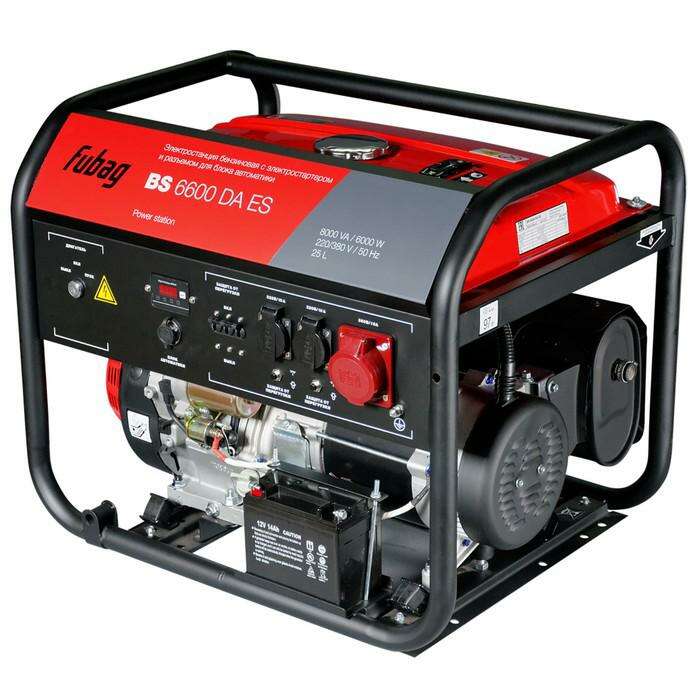 Генератор Fubag BS 6600 DA ES, бенз., 6 кВт, бак 25 л, 1х380В, 2х220В, электростарт 