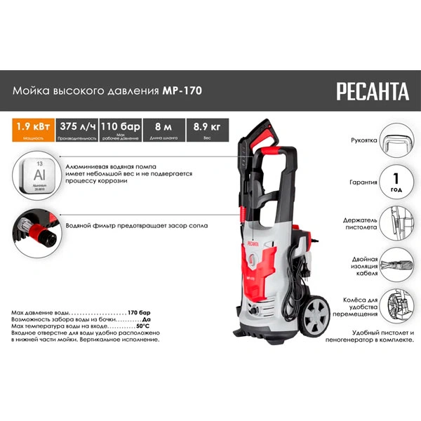 Ресанта жоғары қысымды жуғыш МР-170 - фото 21