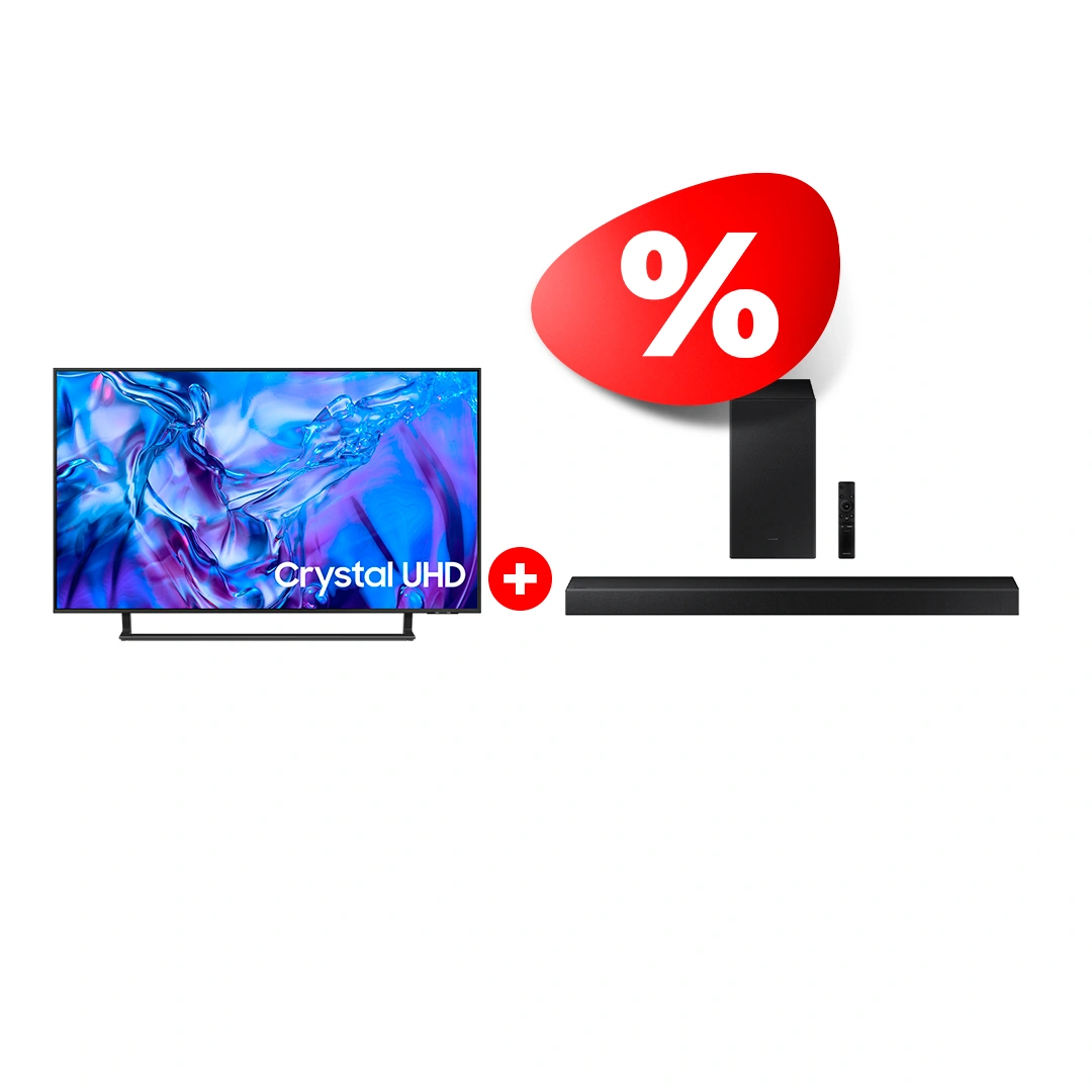 Комплект Саундбар Samsung HW-A450/RU + LED телевизор Samsung UE43DU8500UXCE 