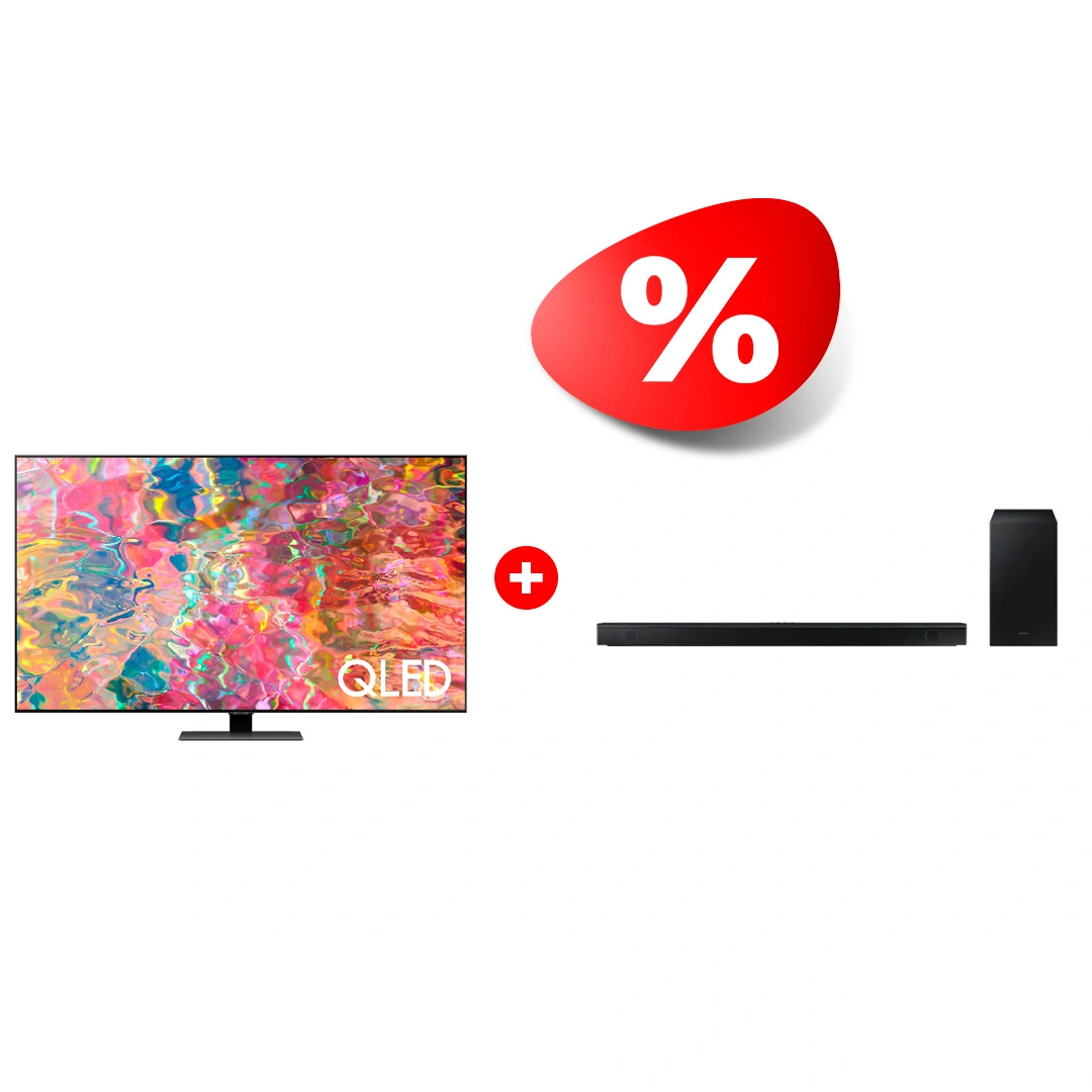 Жиынтық Samsung саундбары HW-B650/RU + QLED Samsung теледидары QE75Q80BAUXCE 