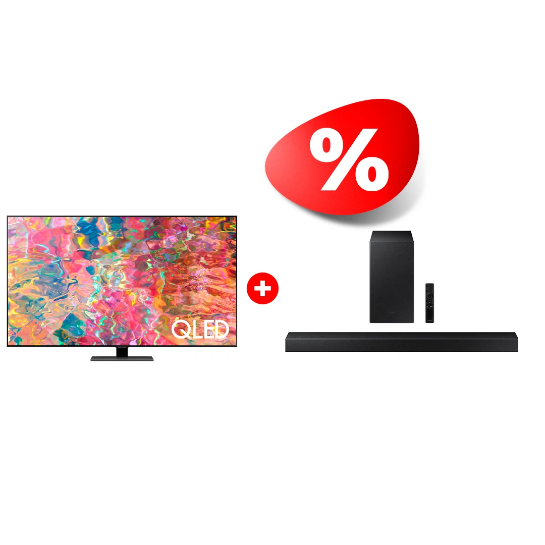 Комплект Саундбар Samsung HW-A450/RU + QLED телевизор Samsung QE75Q80BAUXCE