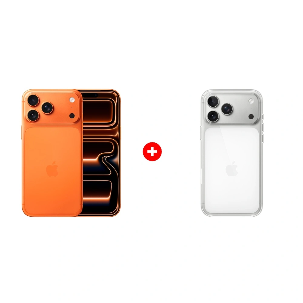 Комплект Apple iPhone 17 Pro Max 12/256GB Cosmic Orange + Apple для iPhone 17 Pro Max Clear Case with MagSafe MGFW4ZM/A 