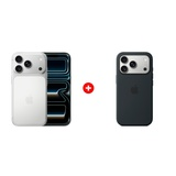 Комплект Apple iPhone 17 Pro 12/256GB Silver + Apple для iPhone 17 Pro Silicone Case with MagSafe Black (MGFK4ZM/A) 