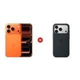Жиынтық Apple iPhone 17 Pro 12/256GB Cosmic Orange + Apple для iPhone 17 Pro Silicone Case with MagSafe Black (MGFK4ZM/A) 