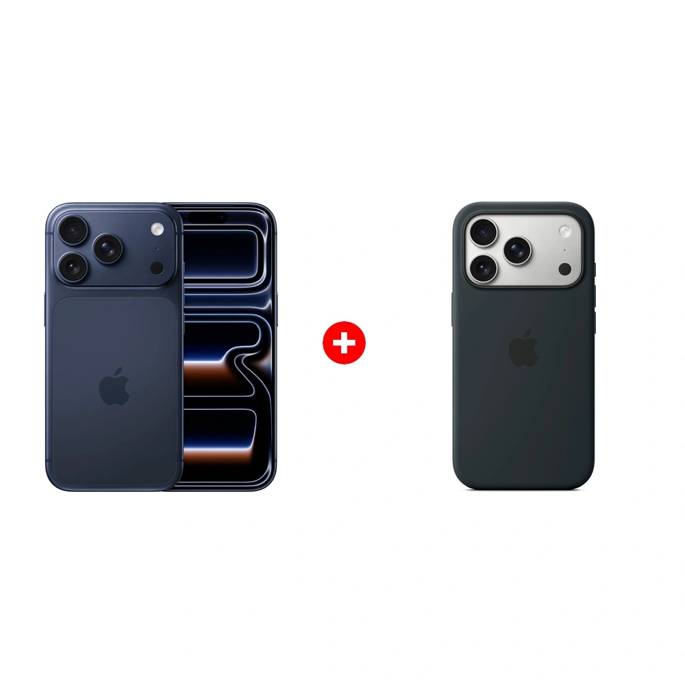 Комплект Apple iPhone 17 Pro 12/256GB Deep Blue + Apple для iPhone 17 Pro Silicone Case with MagSafe Black (MGFK4ZM/A) 