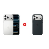 Комплект Apple iPhone 17 Pro Max 12/256GB Silver + Apple для iPhone 17 Pro Max Silicone Case with MagSafe – Black MGFR4ZM/A 