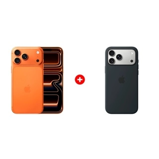 Комплект Apple iPhone 17 Pro Max 12/256GB Cosmic Orange + Apple для iPhone 17 Pro Max Silicone Case with MagSafe – Black MGFR4ZM/A 