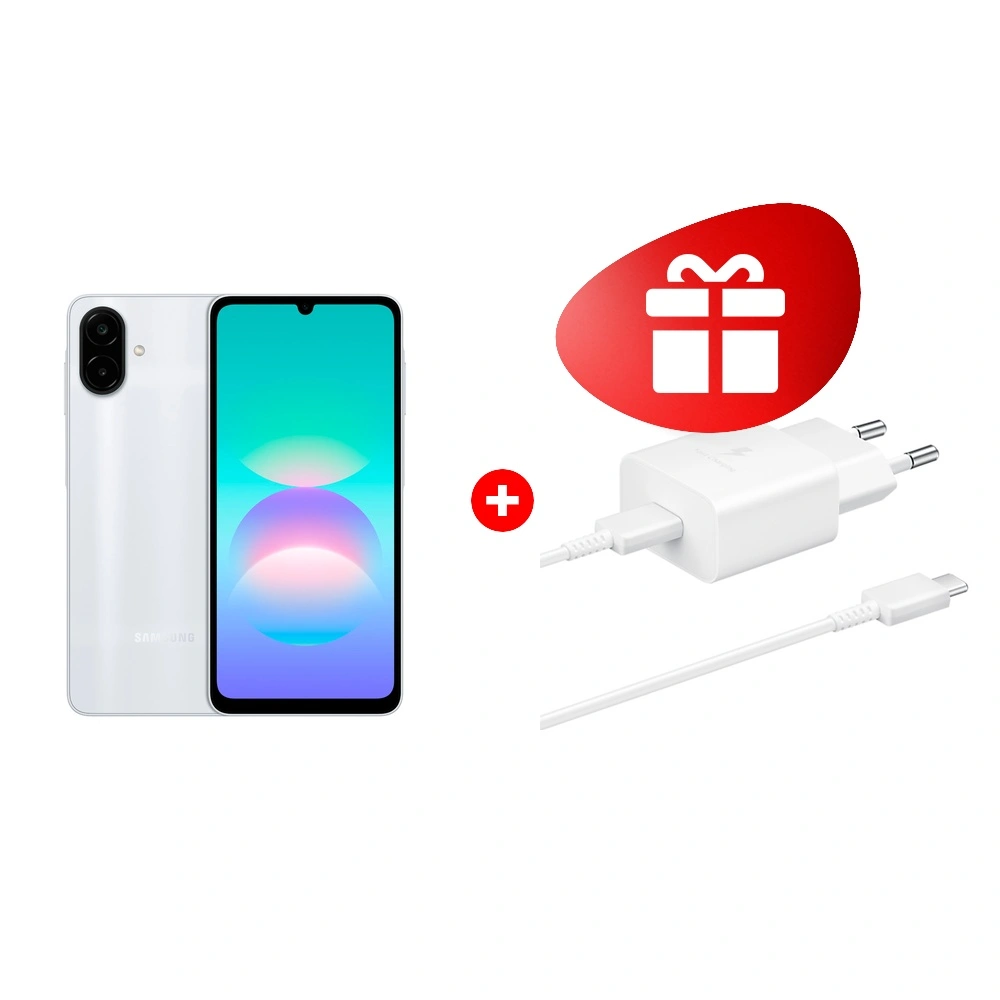 Комплект Samsung Galaxy A08 4/64GB Silver + Samsung 15W EP-T1510XWEGRU White 