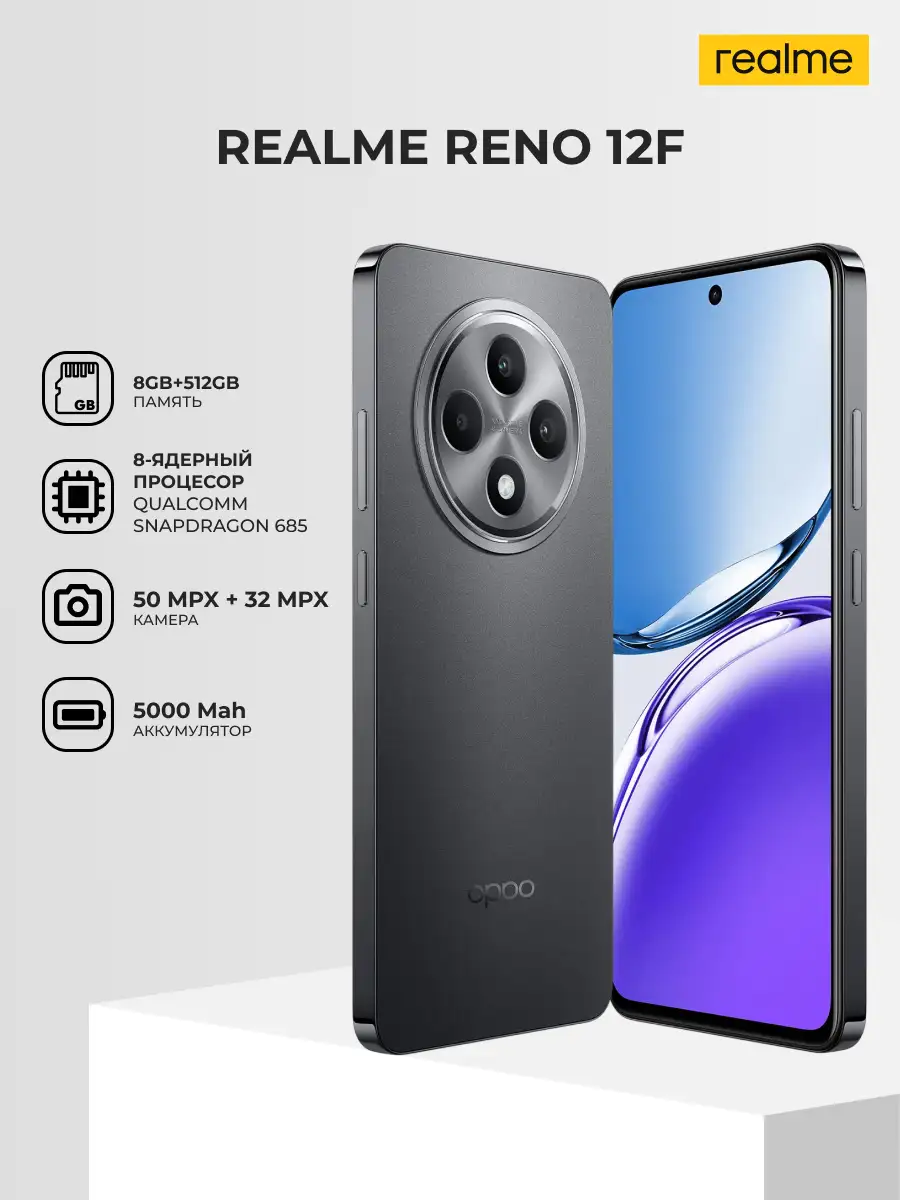 Смартфон OPPO Reno12F 8/512GB Matte Grey - фото 2