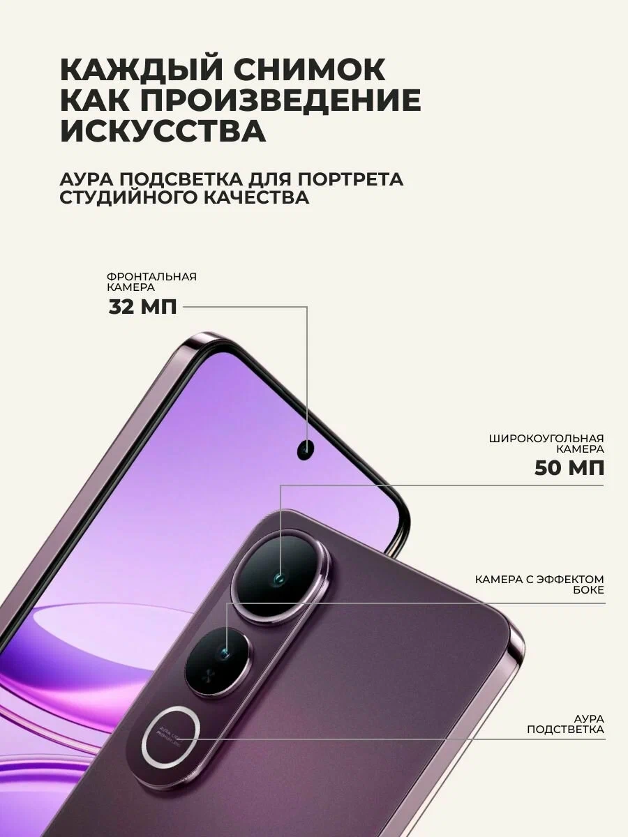 Смартфоны Vivo V50 Lite 5G 12/256GB Phantom Black - фото 9