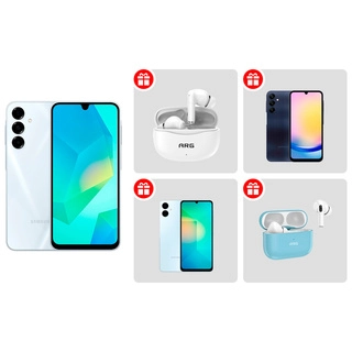Комплект Смартфон Samsung Galaxy A16 256GB gray SM-A165FZAISKZ + Смартфон Samsung Galaxy A25 5G 6/128GB Blue Black + Смартфон Samsung Galaxy A06 6/128GB Light Blue + Наушники ARG T11 White + TWS Наушники ARG MA3 Blue