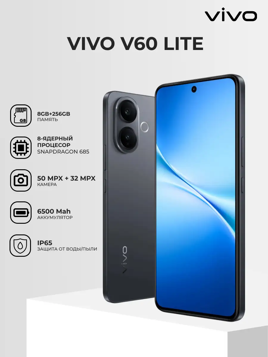 Смартфон Vivo V60 Lite 8/256GB Black - фото 2