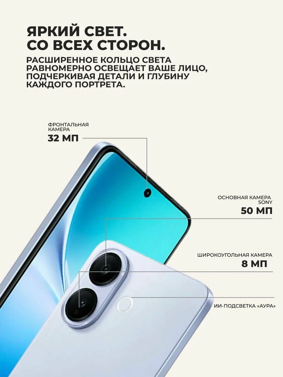 Смартфон VIVO V60 Lite 5G 12/256GB Blue - фото 5