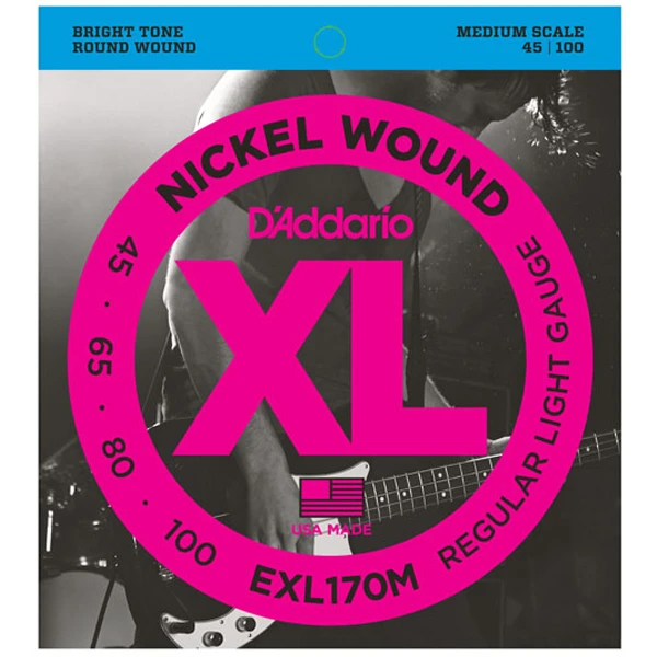 Струны для бас гитары D'Addario EXL170M Set Bass XL 45-100