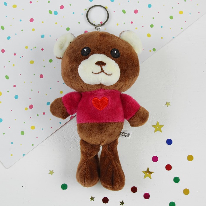 Мягкая игрушка-подвеска «Мишка футболка с сердцем», цвета МИКС 