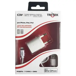 Сетевое зарядное устройство Tritek для iPhone 5/5S/6/6S White