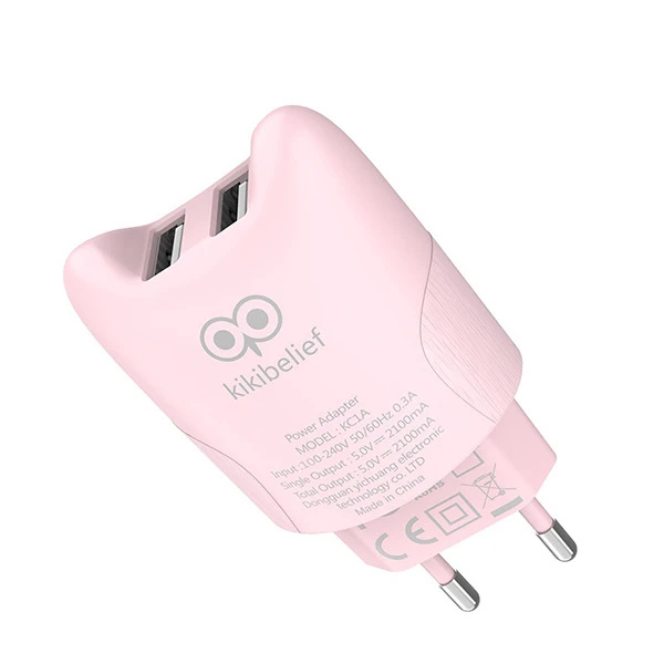 Зарядное устройство для смартфона Hoco Dual port charger KC1A EU Pink - фото 2