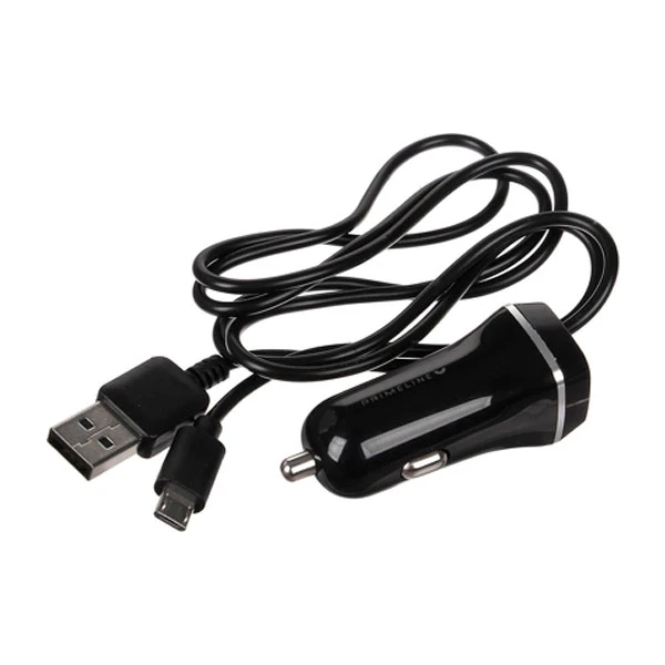 Автомобильное зарядное устройство Prime Line 2 USB 2.4A+ кабель microUSB Black - фото 2