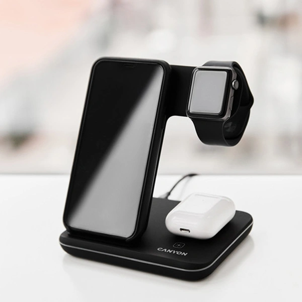 Беспроводное зарядное устройство Canyon 15W 3 в 1 CNS-WCS303B Black - фото 9