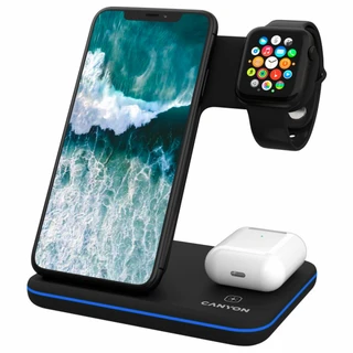 Беспроводное зарядное устройство Canyon 15W 3 в 1 CNS-WCS303B Black