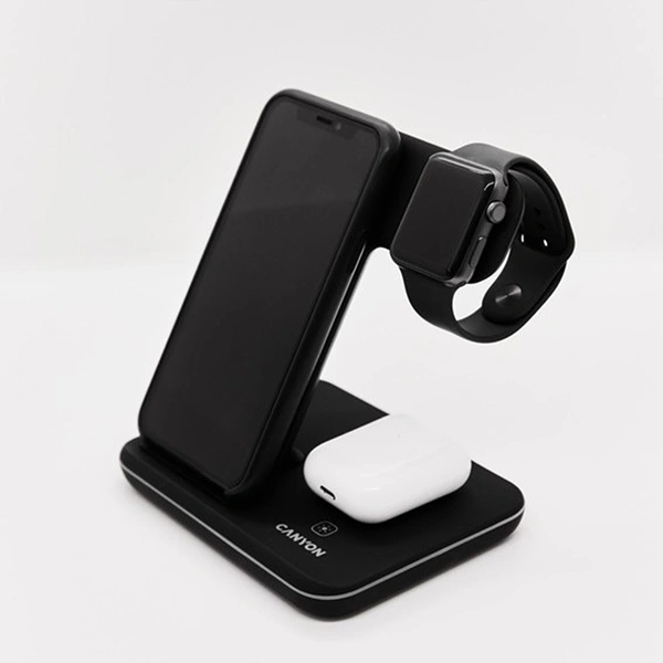 Беспроводное зарядное устройство Canyon 15W 3 в 1 CNS-WCS303B Black - фото 6