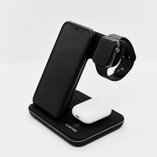 Беспроводное зарядное устройство Canyon 15W 3 в 1 CNS-WCS303B Black