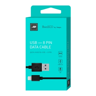 Кабель Borasco USB - Lightning 8 pin 1м Black