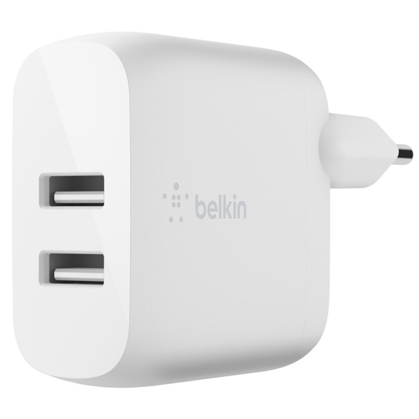 Сетевое зарядное устройство Belkin Belkin Home Charger 24W DUAL USB 2.4A USB-C 1m White