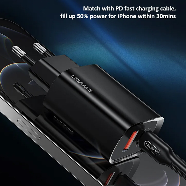 Зарядное устройство Usams Fast Charger 20W Black (US-CC121)