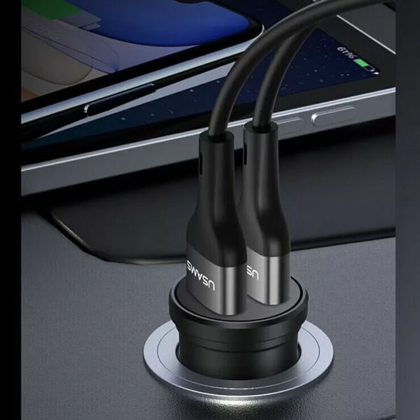 Автомобильное зарядное устройство Usams 2.4A Dual USB Mini Car Charger Black (US-CC114 C20)