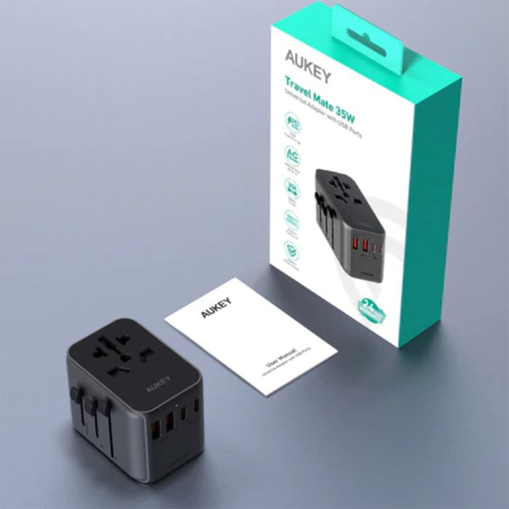 Адаптер Aukey Travel Mate 35Вт 3хUSB-C & 2хUSB-A (UK USA EU AUS CHN) PA-TA07 - фото 3