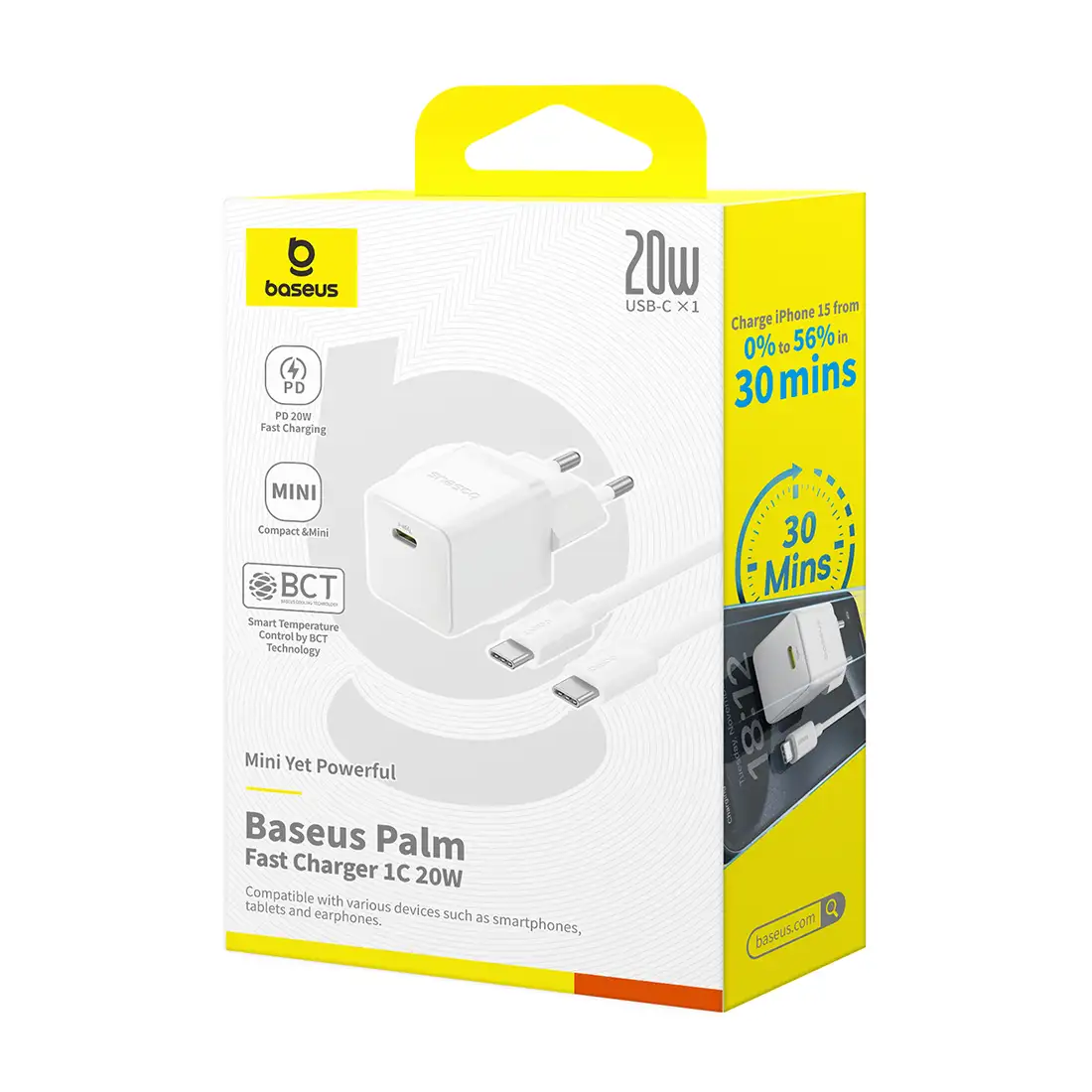 Адаптер питания Baseus Palm 1C 20W White (P10111602213-01) 
