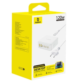 Адаптер питания Baseus EnerFill FH21 Desktop Charging Station 4C+2U 120W EU Moon White  - фото 3