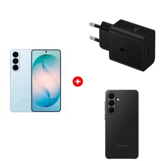 Комплект Адаптер Samsung 45W Power Adapter (w/o Cable), черный, EP-T4511XBEGRU + Смартфон Samsung Galaxy S26+ 12/256GB Sky blue + Чехол Samsung для Galaxy S26+ Slim Magnet Case 