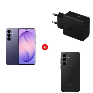 Комплект Адаптер Samsung 45W Power Adapter (w/o Cable), черный, EP-T4511XBEGRU + Смартфон Samsung Galaxy S26+ 12/256GB Cobalt violet + Чехол Samsung для Galaxy S26+ Slim Magnet Case 