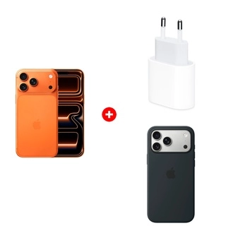 Комплект Apple 20W USB-C (MD3J4ZM/A) + Apple iPhone 17 Pro Max 12/256GB Cosmic Orange + Apple для iPhone 17 Pro Max Silicone Case with MagSafe – Black MGFR4ZM/A 