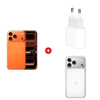 Комплект Apple 20W USB-C (MD3J4ZM/A) + Apple iPhone 17 Pro Max 12/256GB Cosmic Orange + Apple для iPhone 17 Pro Max Clear Case with MagSafe MGFW4ZM/A 