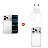 Жиынтық Apple 20W USB-C (MD3J4ZM/A) + Apple iPhone 17 Pro 12/256GB Silver + Apple для iPhone 17 Pro Clear Case with MagSafe MGFT4ZM/A 