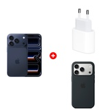 Жиынтық Apple 20W USB-C (MD3J4ZM/A) + Apple iPhone 17 Pro 12/256GB Deep Blue + Apple для iPhone 17 Pro Silicone Case with MagSafe Black (MGFK4ZM/A) 