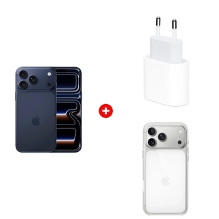 Комплект Apple 20W USB-C (MD3J4ZM/A) + Apple iPhone 17 Pro Max 12/256GB Deep Blue + Apple для iPhone 17 Pro Max Clear Case with MagSafe MGFW4ZM/A 