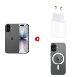 Комплект Apple 20W USB-C (MD3J4ZM/A) + Apple iPhone 17 8/256GB Black + Apple для iPhone 17 Clear Case with MagSafe MGF24ZM/A 