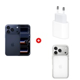 Жиынтық Apple 20W USB-C (MD3J4ZM/A) + Apple iPhone 17 Pro 12/256GB Deep Blue + Apple для iPhone 17 Pro Clear Case with MagSafe MGFT4ZM/A 