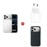 Жиынтық Apple 20W USB-C (MD3J4ZM/A) + Apple iPhone 17 Pro Max 12/256GB Silver + Apple для iPhone 17 Pro Max Silicone Case with MagSafe – Black MGFR4ZM/A 
