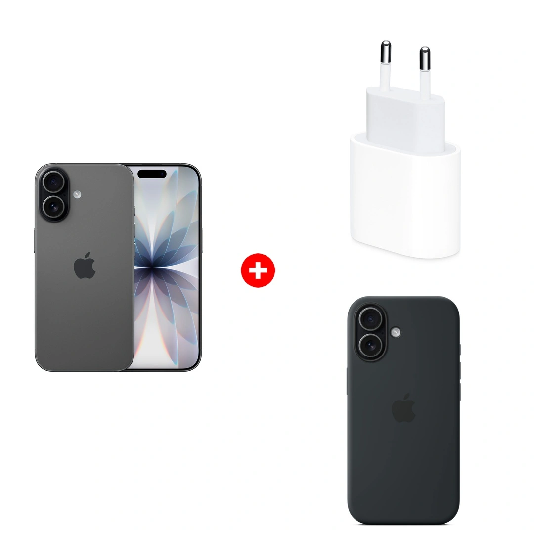 Жиынтық Apple 20W USB-C (MD3J4ZM/A) + Apple iPhone 17 8/256GB Black + Apple для iPhone 17 Silicone Case with MagSafe - Black MGF14ZM/A 