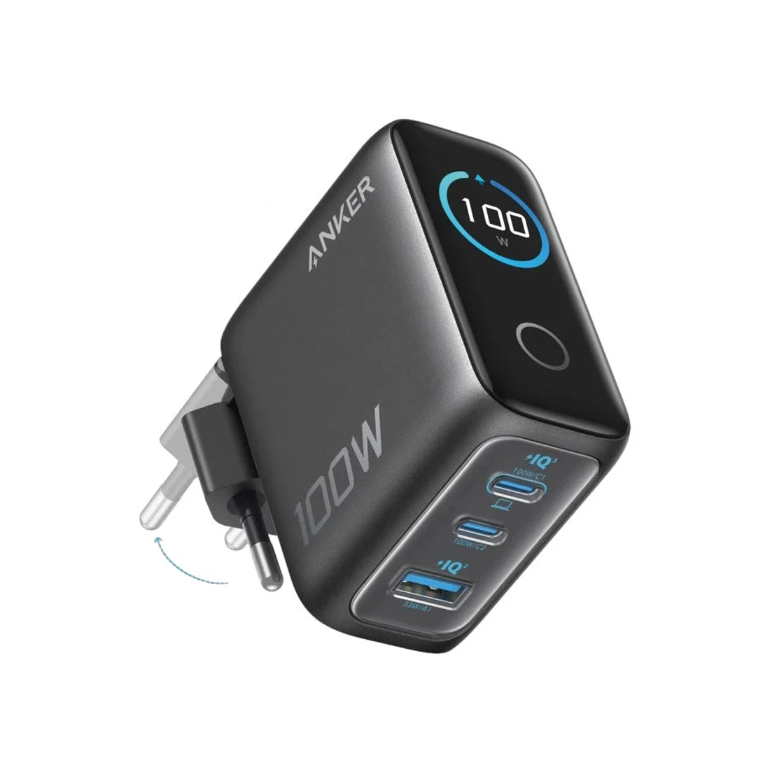 Адаптер питания Anker Prime Charger Smart Display (100W, 3 Ports) (B121BGZ1) 