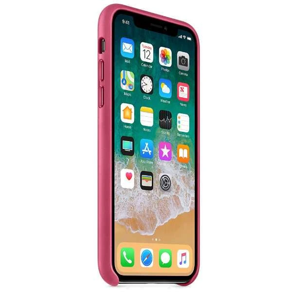 Чехол Apple iPhone X Leather Case Pink Fuchsia - фото 2