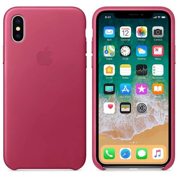 Чехол Apple iPhone X Leather Case Pink Fuchsia